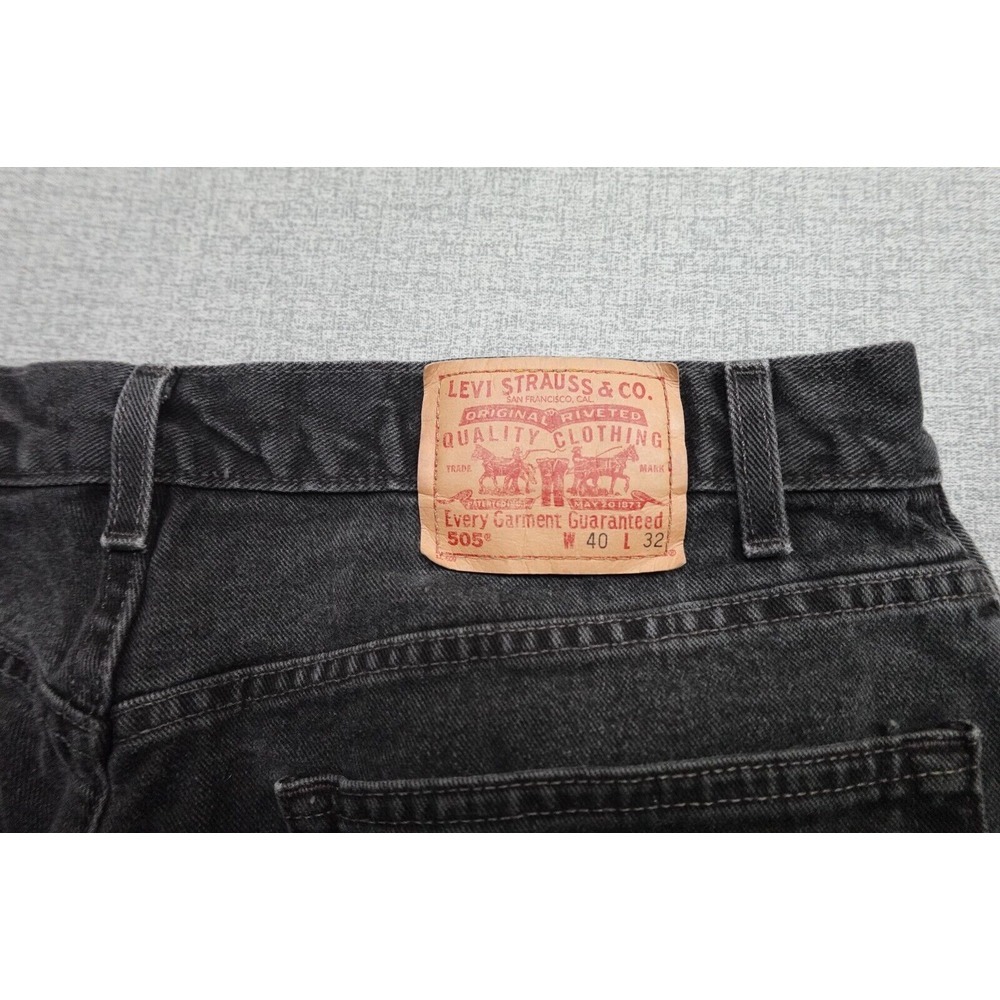 Vintage Levi's 505 Jeans Mens 40x32 Black Regular Fit Western Cowboy Black Wash - Picture 10 of 13